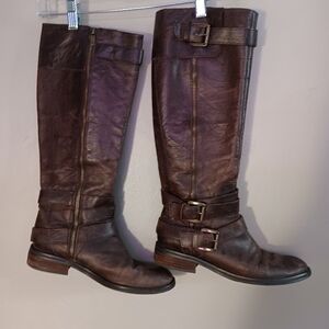 Enzo Angiolini leather Brown Flats Buckel Detail 8M